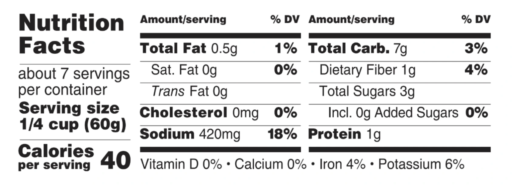 Fiery Garlic Nutrition Facts